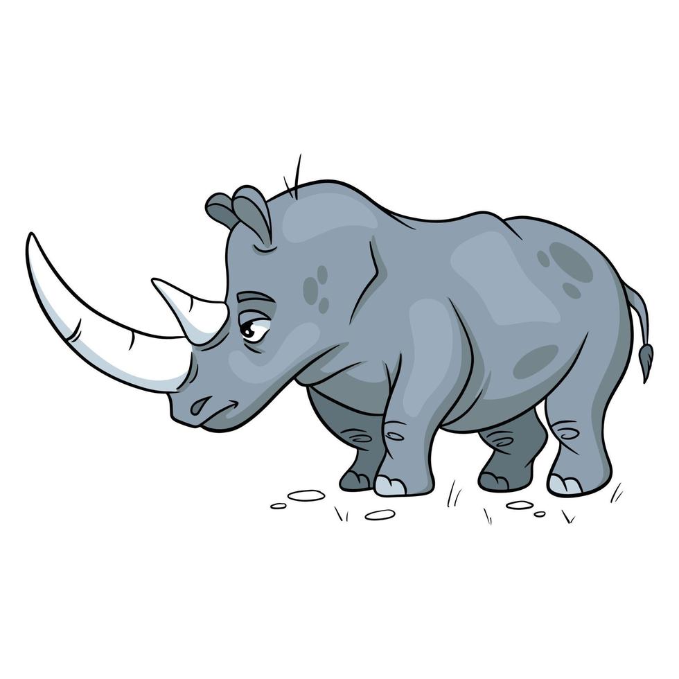 rhinocéros drôle de personnage animal en style cartoon. illustration pour enfants. vecteur