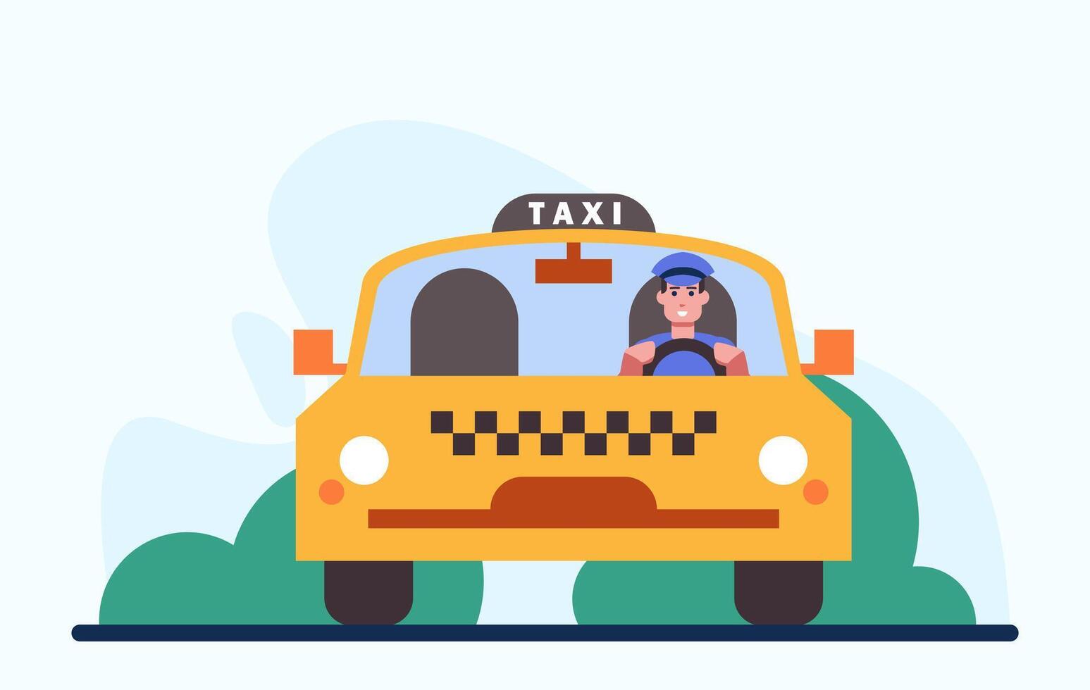 chauffeur Aller à client par avec auto. Taxi sur façon à client. en ligne voiture commande via téléphone intelligent vecteur