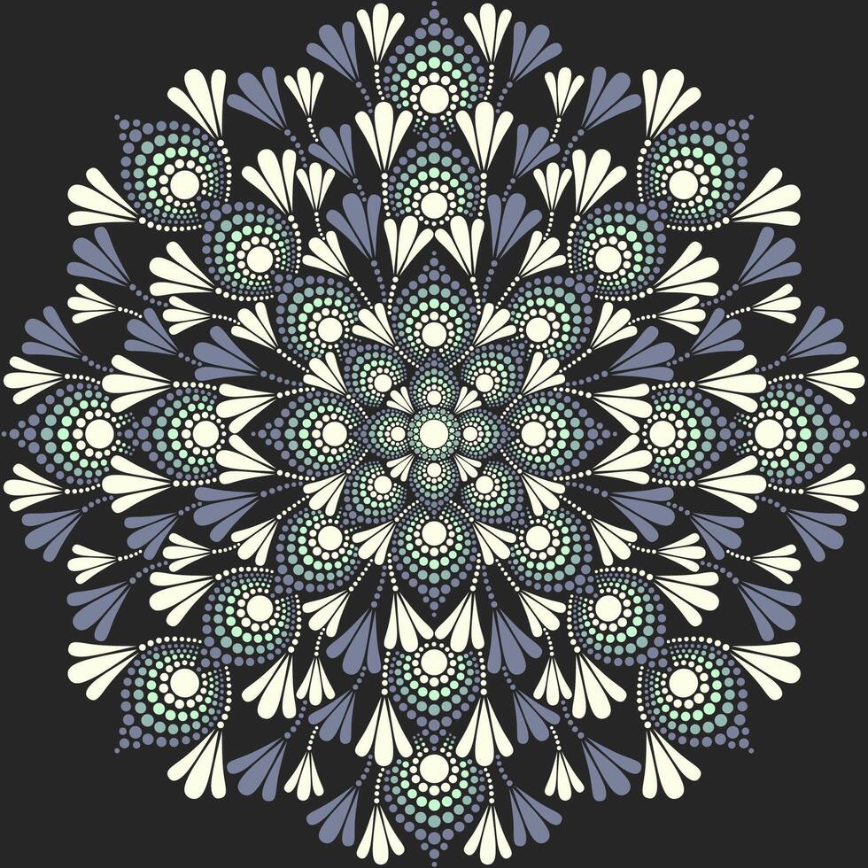 fleur mandala point La peinture avec noir Contexte. vecteur