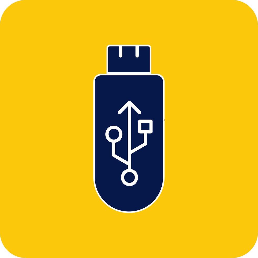 USB glyphe carré deux Couleur icône vecteur