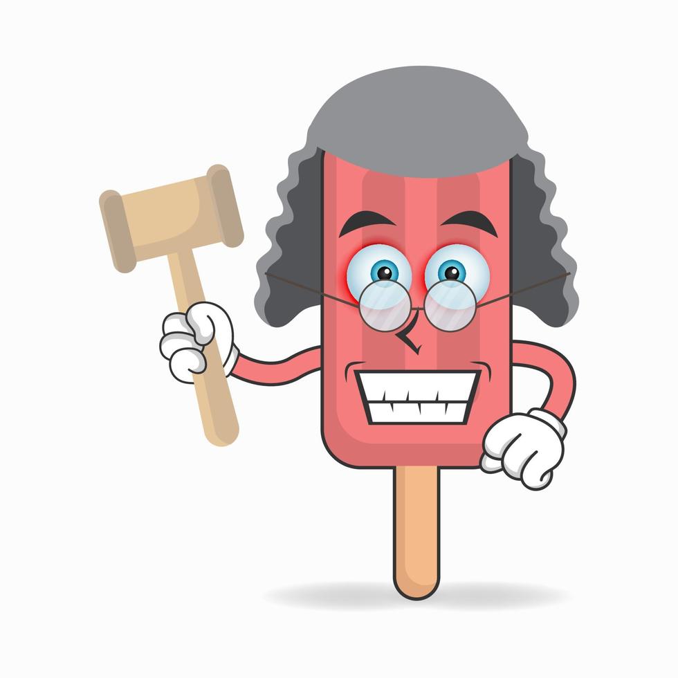 le personnage mascotte de la crème glacée rouge devient juge. illustration vectorielle vecteur