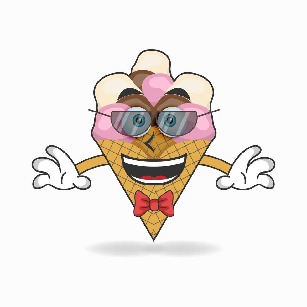 le personnage mascotte de la crème glacée devient un homme d'affaires. illustration vectorielle vecteur