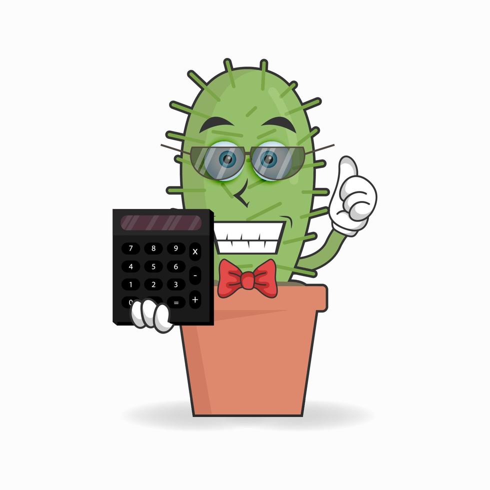 le personnage mascotte cactus devient comptable. illustration vectorielle vecteur