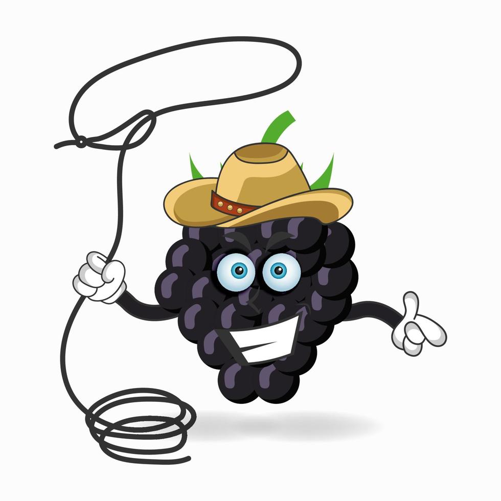 le personnage mascotte raisin devient un cow-boy. illustration vectorielle vecteur