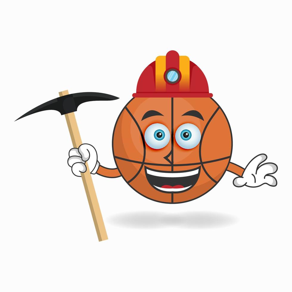 le personnage de mascotte de basket-ball devient un mineur. illustration vectorielle vecteur