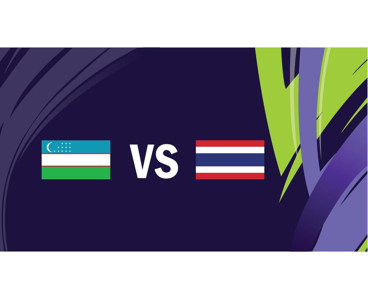 Ouzbékistan et Thaïlande rencontre drapeaux asiatique nations 2023 emblèmes équipes des pays asiatique Football symbole logo conception vecteur illustration