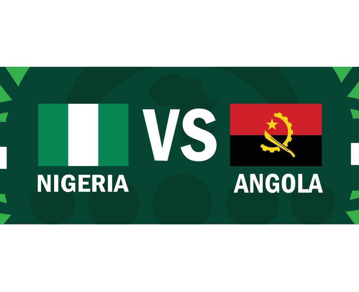 Nigeria et angola rencontre emblèmes drapeaux africain nations 2023 équipes des pays africain Football symbole logo conception vecteur illustration