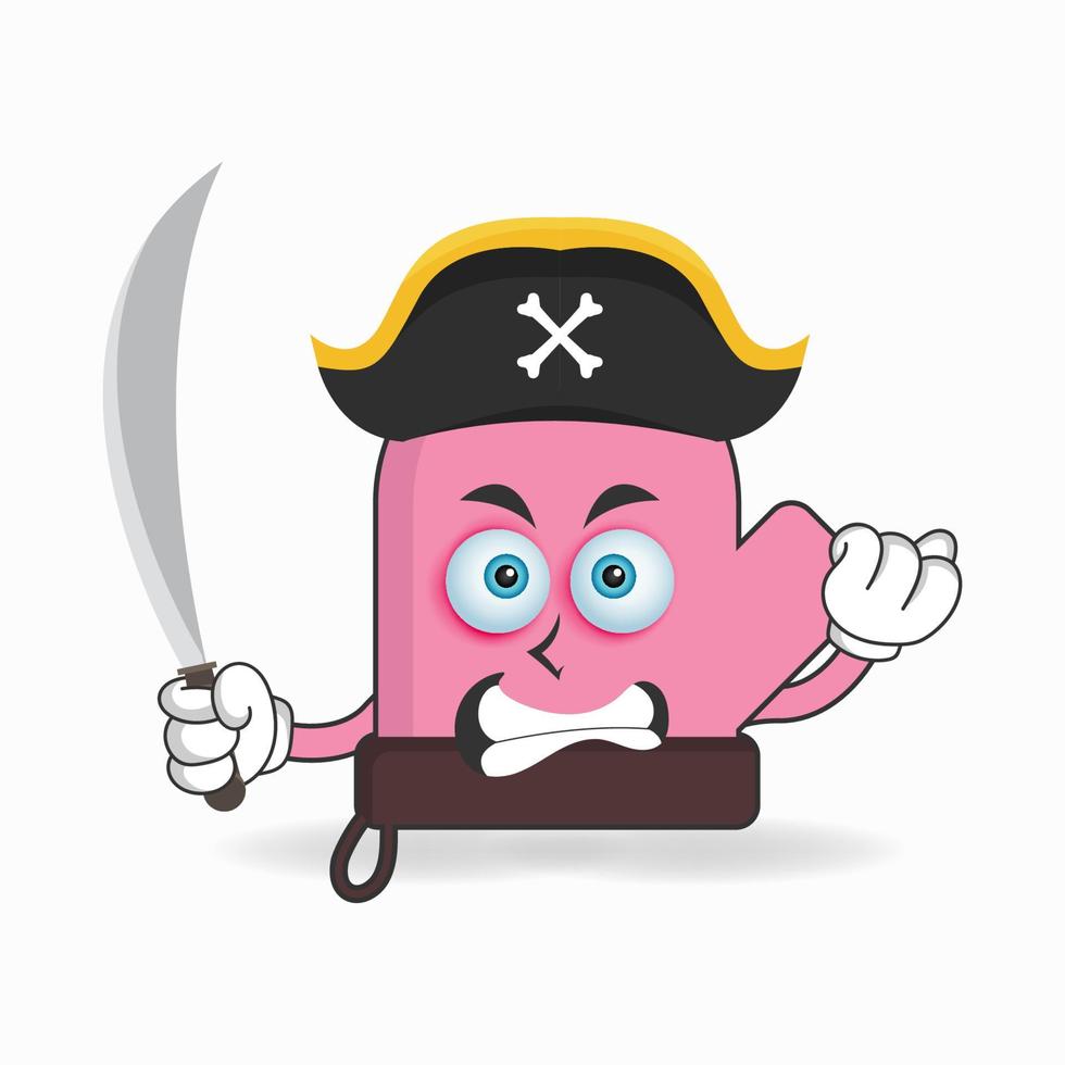 le personnage mascotte des gants devient un pirate. illustration vectorielle vecteur