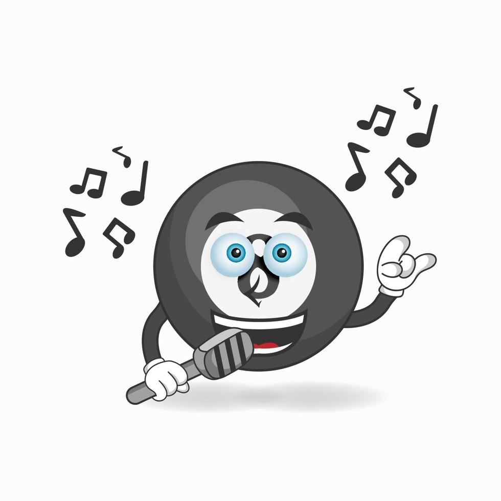 le personnage mascotte de la boule de billard chante. illustration vectorielle vecteur