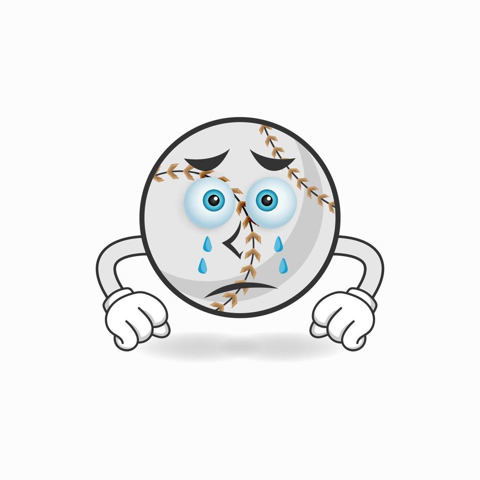 personnage de mascotte de baseball avec une expression triste. illustration vectorielle vecteur