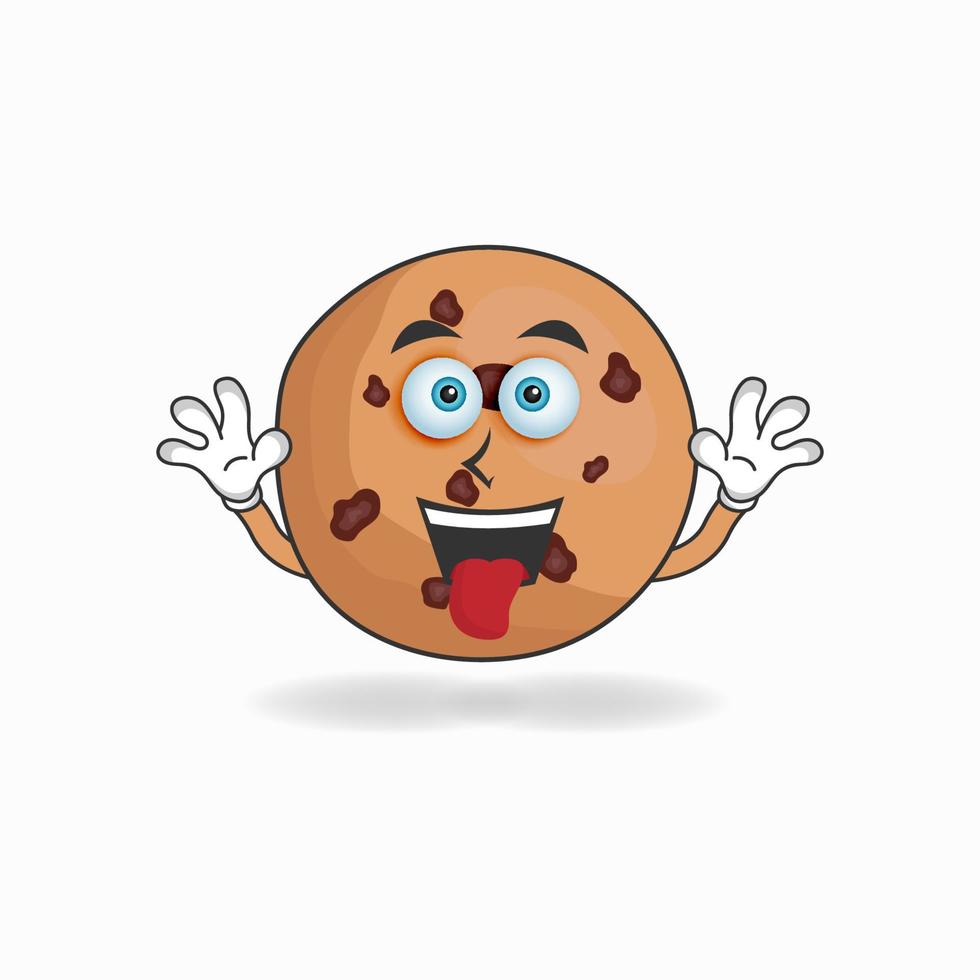 personnage de mascotte de cookies avec une expression riante et une langue collante. illustration vectorielle vecteur