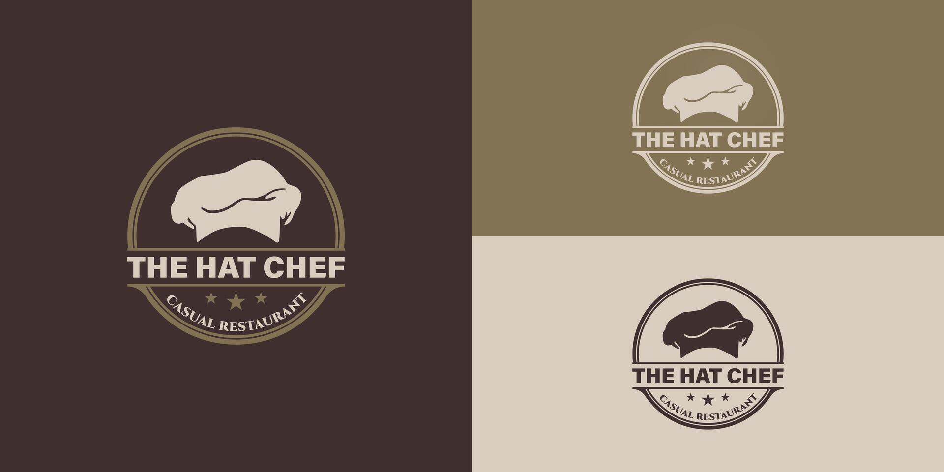le chapeau chef symbole pour restaurant café bar classique ancien logo conception est présenté avec plusieurs Contexte couleurs. le logo est adapté pour nourriture et restaurant logo conception inspiration modèle vecteur