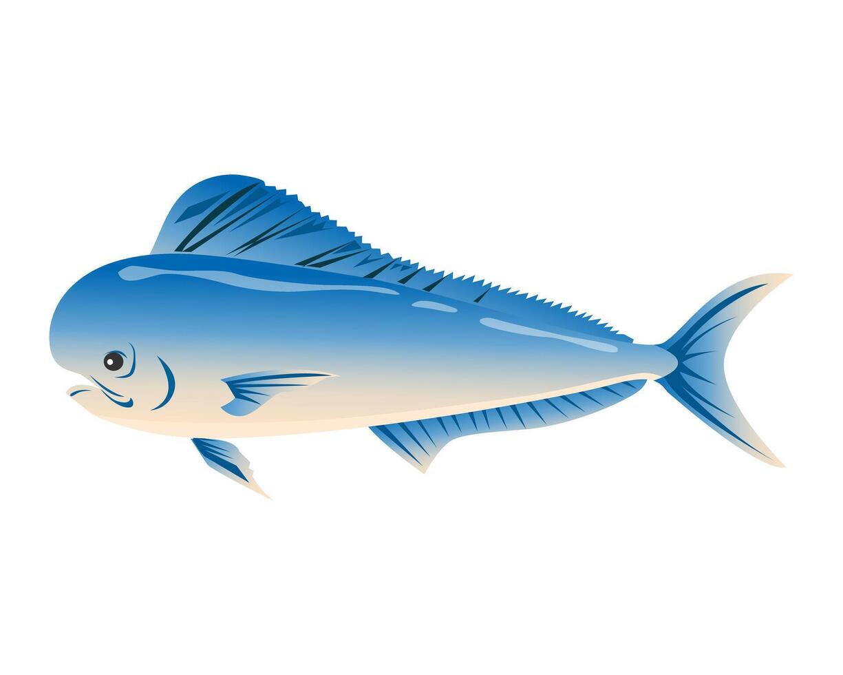 mer poisson thon sur une blanc Contexte. zoologique concept. mer animaux illustration, vecteur