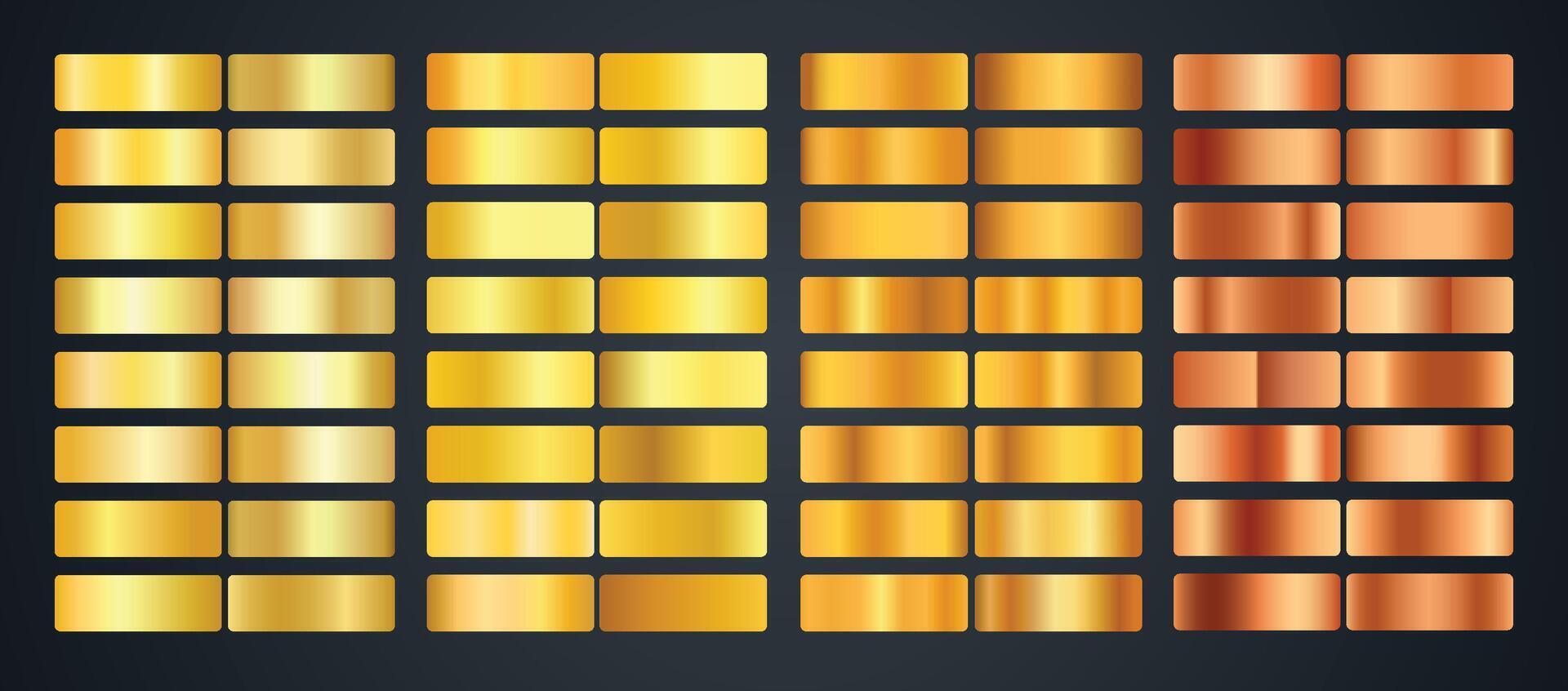 gros ensemble de métallique or dégradés. ensemble de or pente vecteur palette pour Contexte modèle, d'or dégradés échantillons palette.