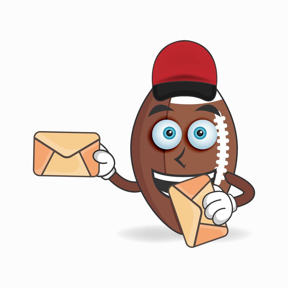 le personnage mascotte du football américain devient livreur de courrier. illustration vectorielle vecteur