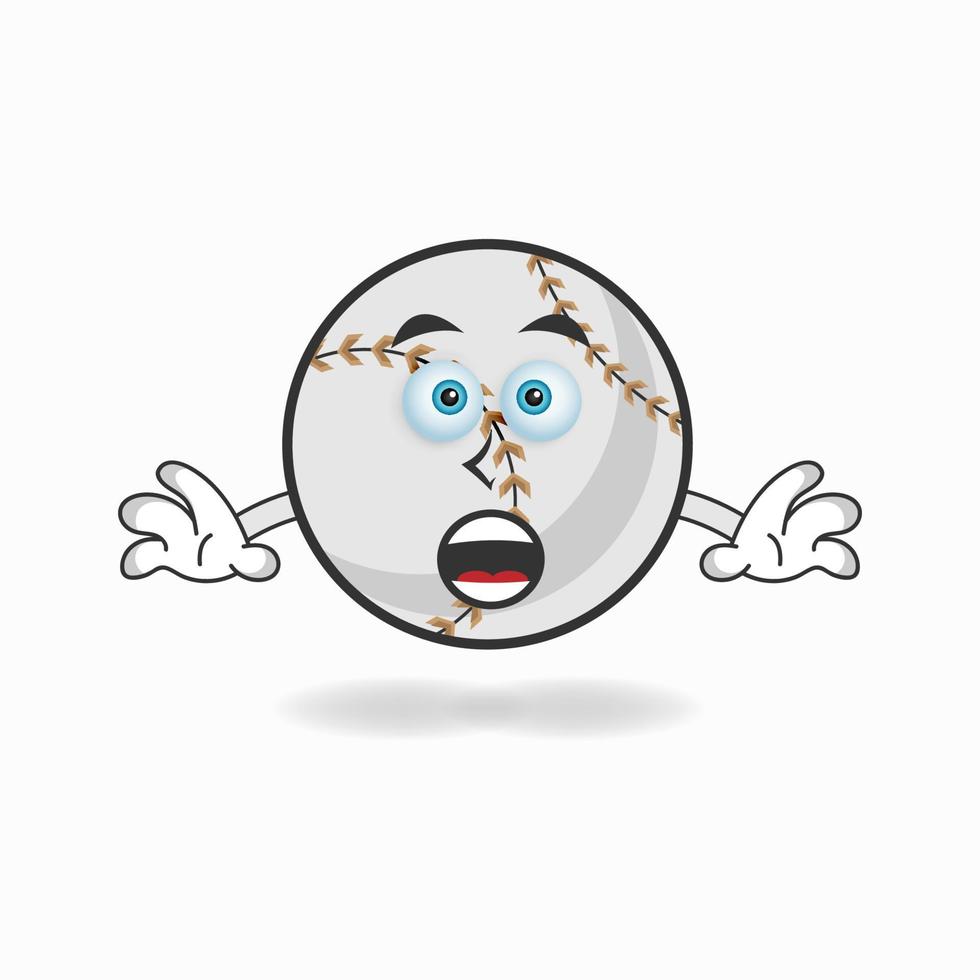 personnage de mascotte de baseball avec une expression choquée. illustration vectorielle vecteur