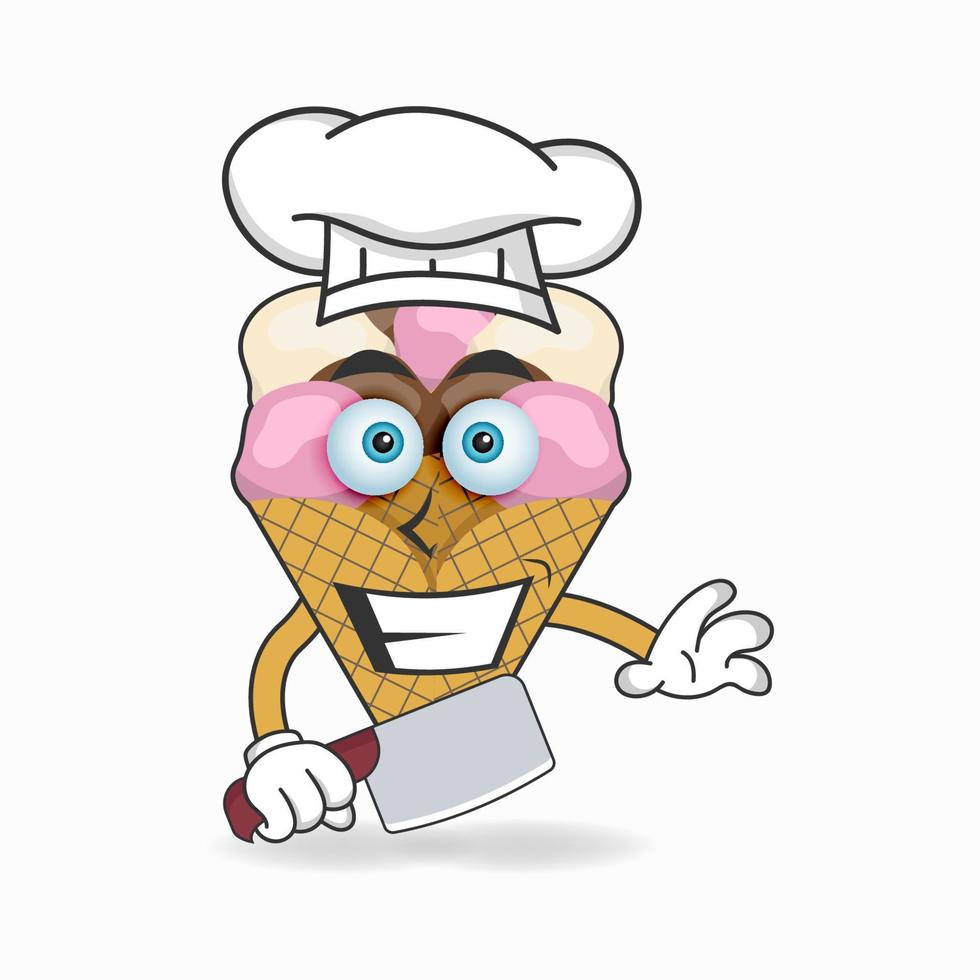 le personnage mascotte de la crème glacée devient chef. illustration vectorielle vecteur