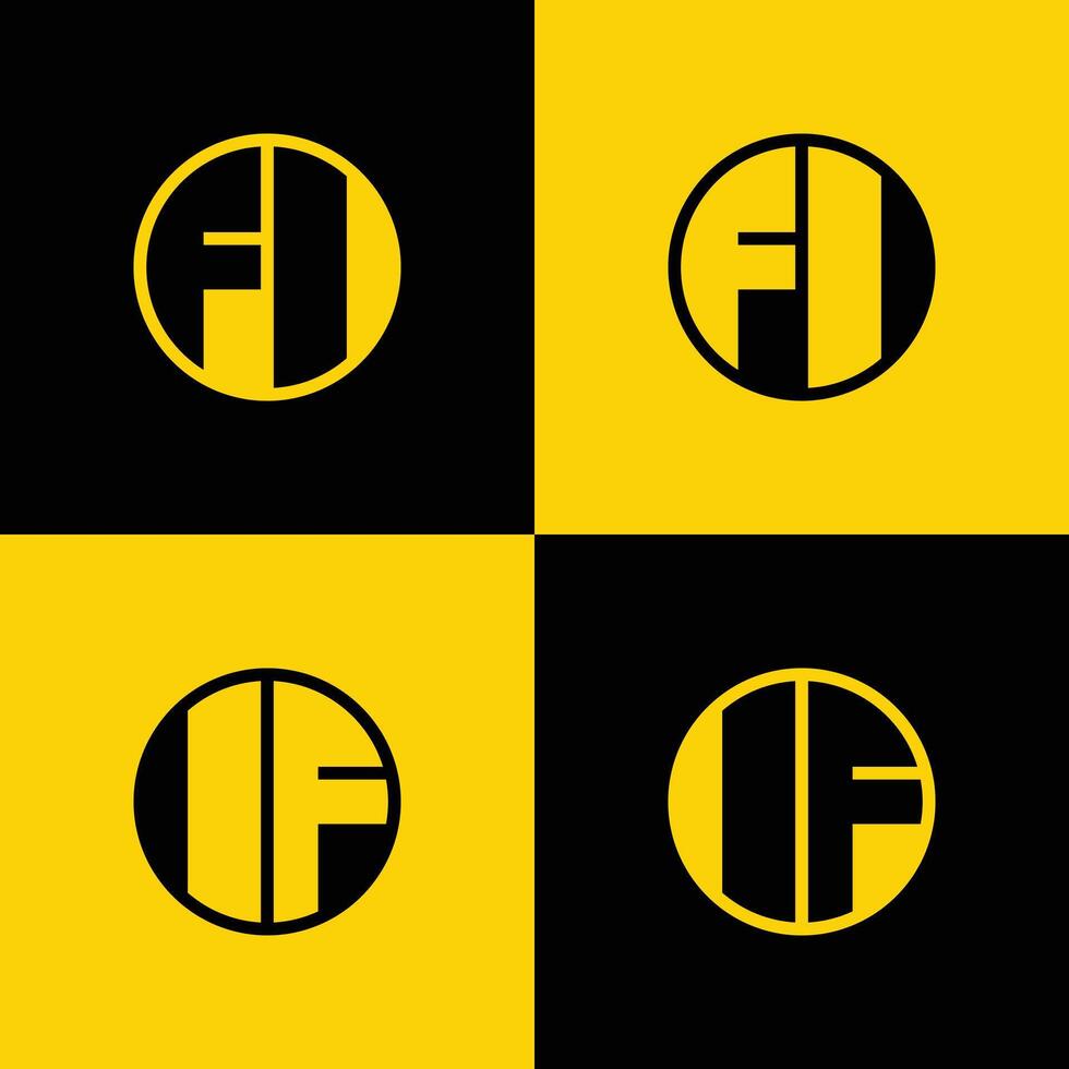 Facile Fi et si des lettres cercle logo ensemble, adapté pour affaires avec Fi et si initiales vecteur