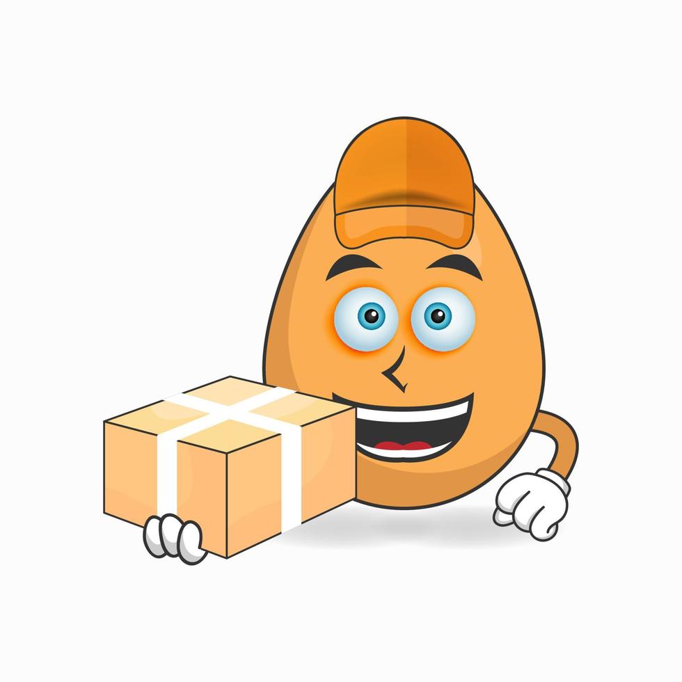 le personnage de la mascotte des œufs est un livreur. illustration vectorielle vecteur
