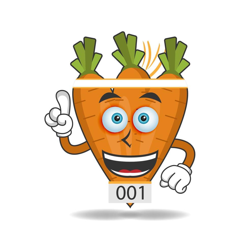 le personnage mascotte de la carotte devient un athlète de course. illustration vectorielle vecteur