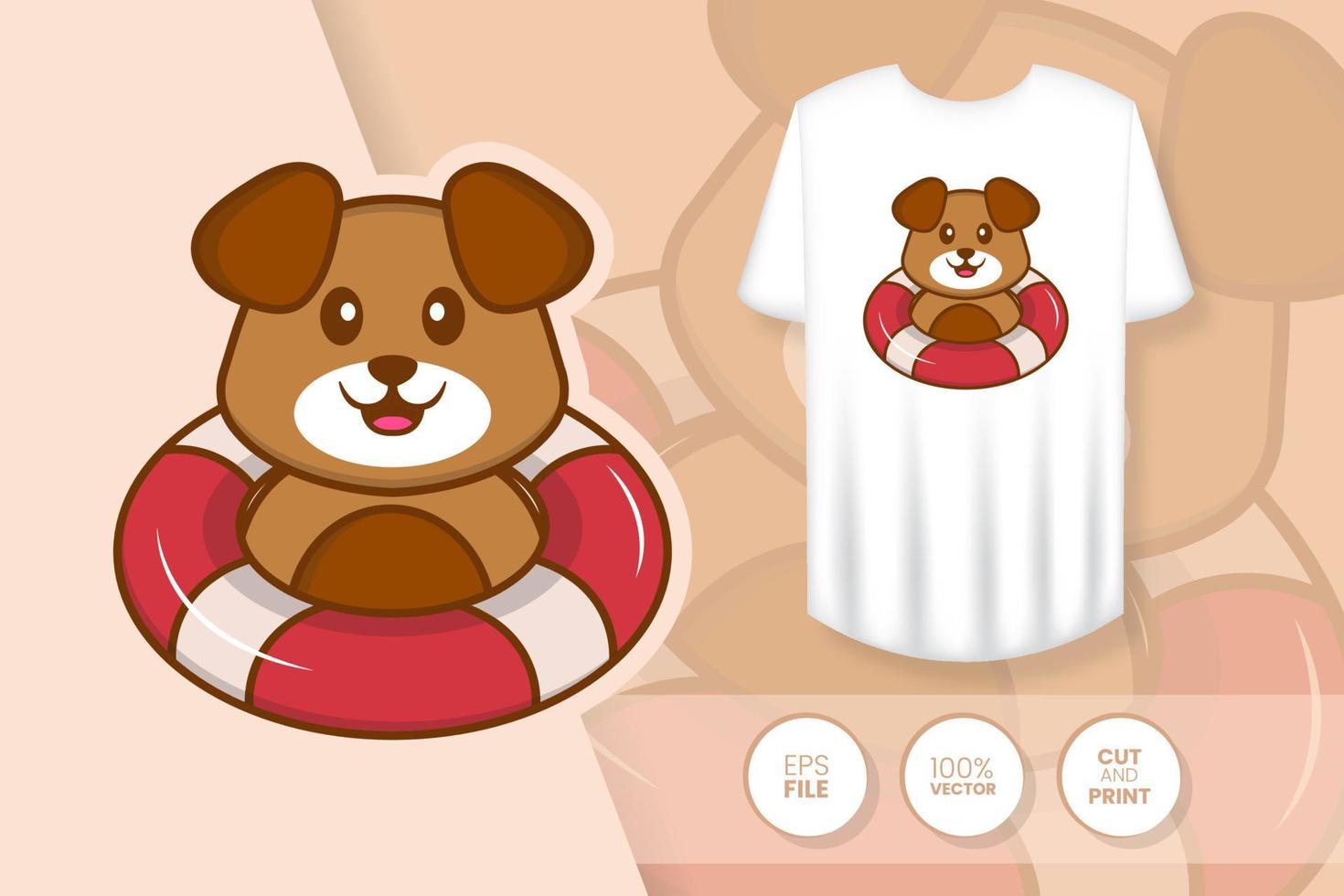 personnage de dessin animé de chien mignon. impressions sur t-shirts, sweat-shirts, étuis pour téléphones portables, souvenirs. illustration vectorielle isolée. vecteur