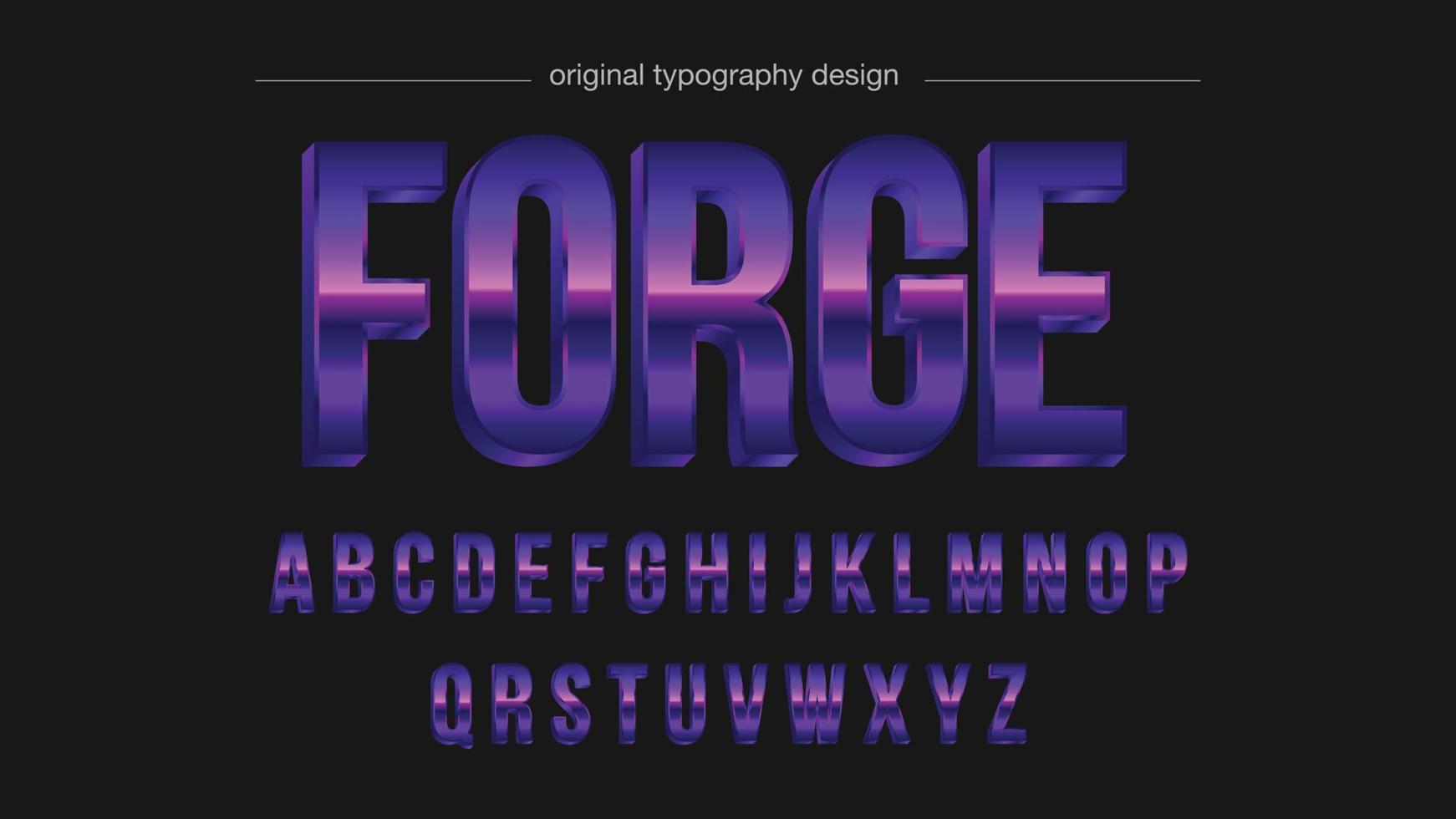 Typographie rétro 3d métallique violet vecteur