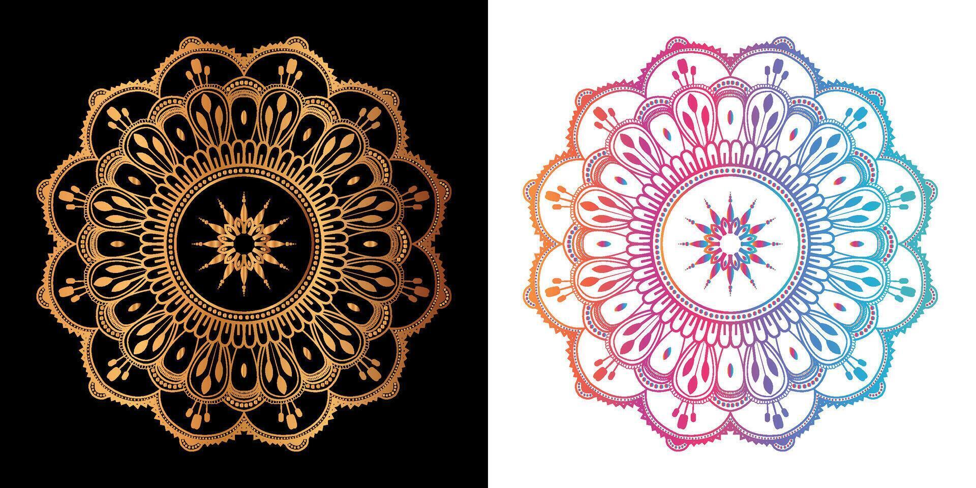 ethnique décoratif élément luxe d'or mandala conception vecteur