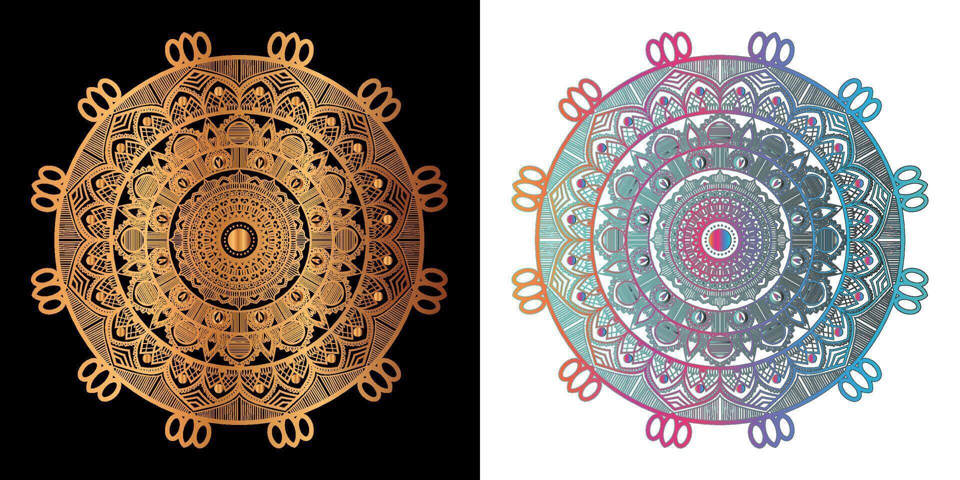 ethnique décoratif élément luxe d'or mandala conception vecteur