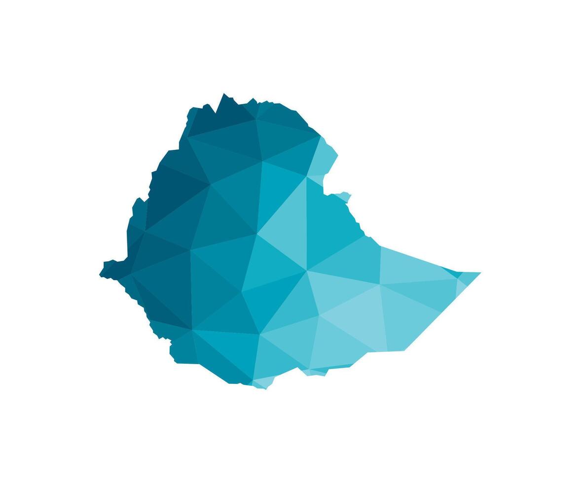 vecteur isolé illustration icône avec simplifié bleu silhouette de Ethiopie carte. polygonal géométrique style, triangulaire formes. blanc Contexte.
