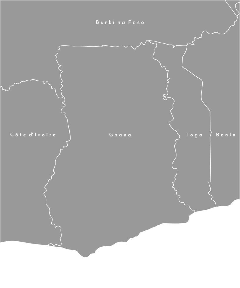 vecteur illustration dans gris couleur. simplifié politique carte avec Ghana dans le centre et frontière avec voisin des pays. blanc Contexte de golfe de Guinée