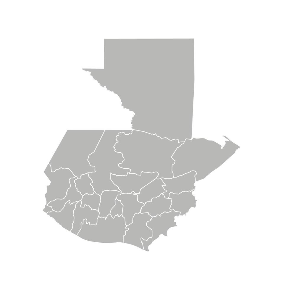 vecteur isolé illustration de simplifié administratif carte de Guatemala. les frontières de le départements, Régions. gris silhouettes. blanc contour