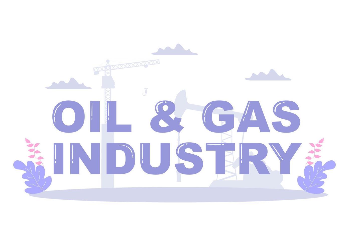 illustration vectorielle de l'industrie du gaz pétrolier. extraction de brut, raffinerie, forage, station-service, conduite d'utilisation de réservoir et livraison de carburant par transport par camion vecteur