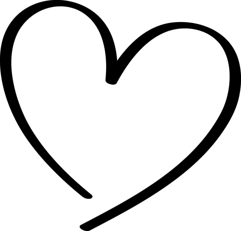 calligraphique ligne art cœur vecteur illustration, l'amour symbole isolé