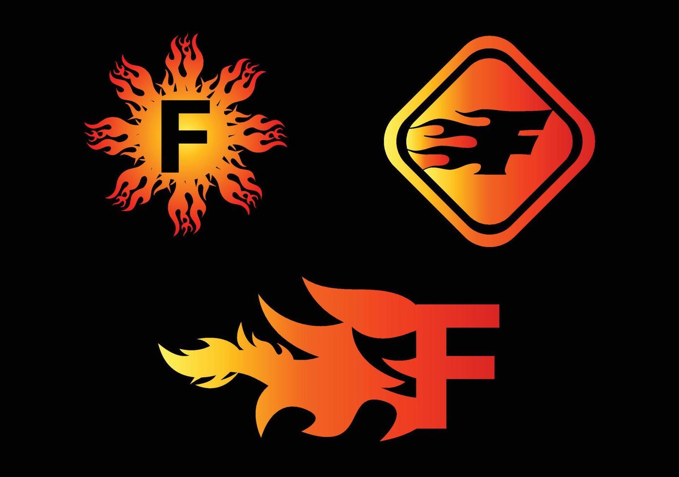 feu f lettre logo et modèle de conception d'icône vecteur