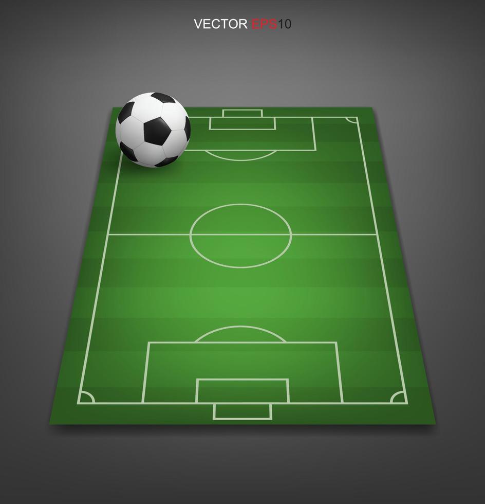 ballon de football sur le terrain de football soccer avec fond gris. éléments de perspective. vecteur. vecteur