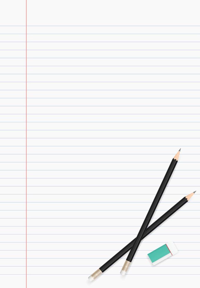 feuille de papier blanc pour les affaires avec un crayon et une gomme. vecteur. vecteur