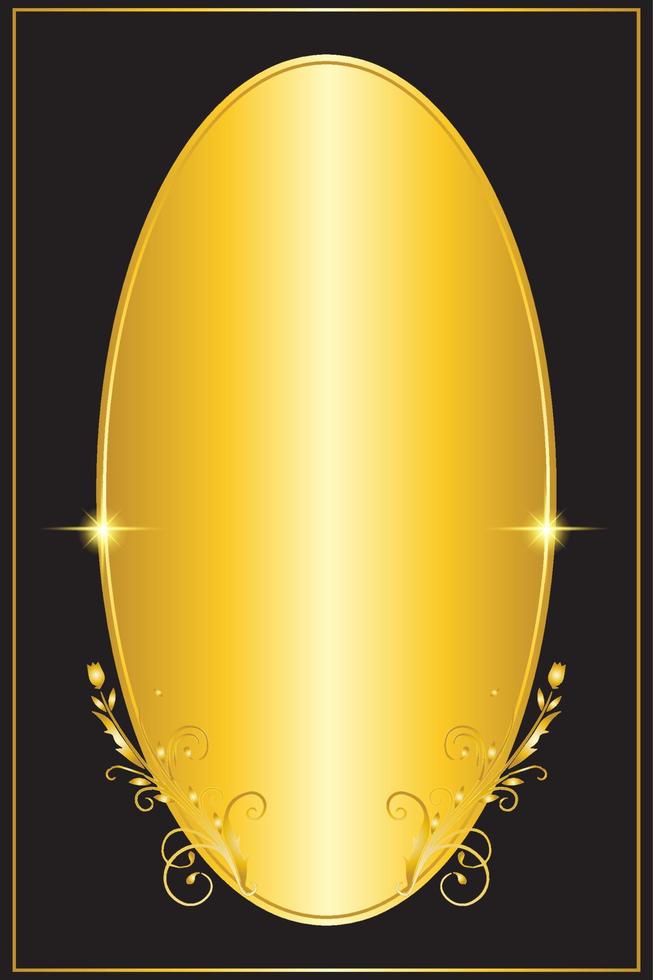 cadre ovale et cadre floral doré sur fond noir, motif thaï, illustration vectorielle vecteur