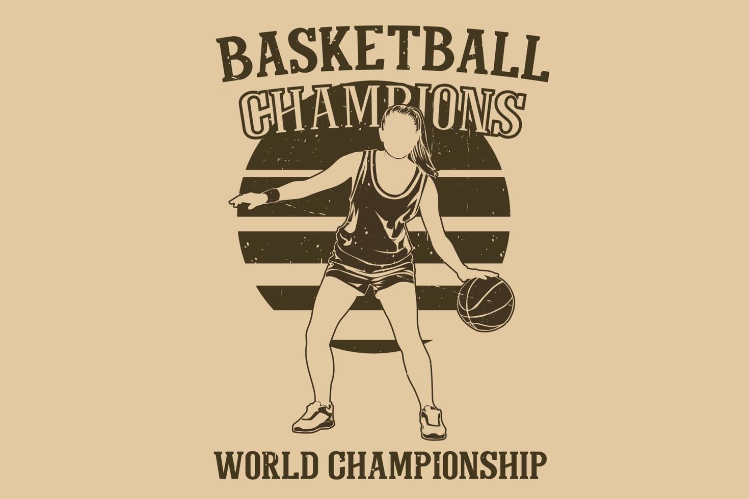 conception de silhouette de champion du monde de basket-ball vecteur