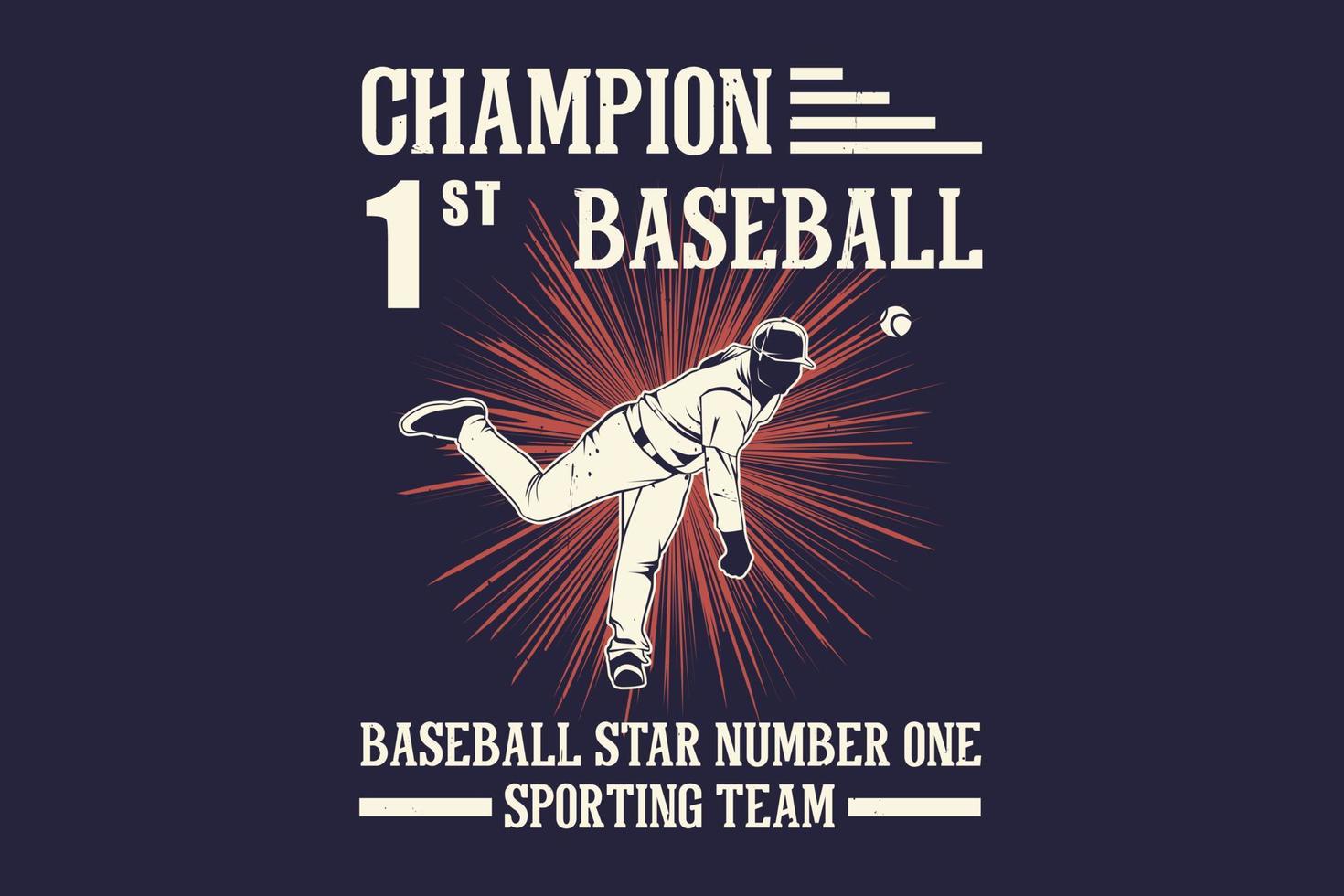 champion de baseball équipe sportive baseball star numéro un silhouette design vecteur