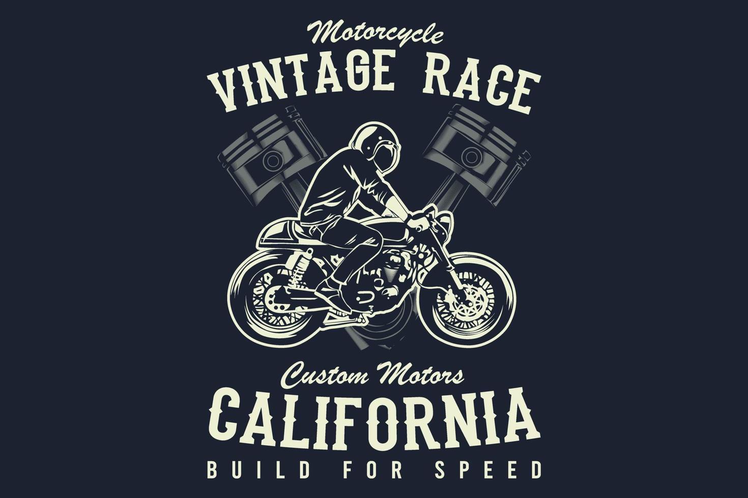 conception de silhouette de californie de moteurs personnalisés de course vintage de moto vecteur