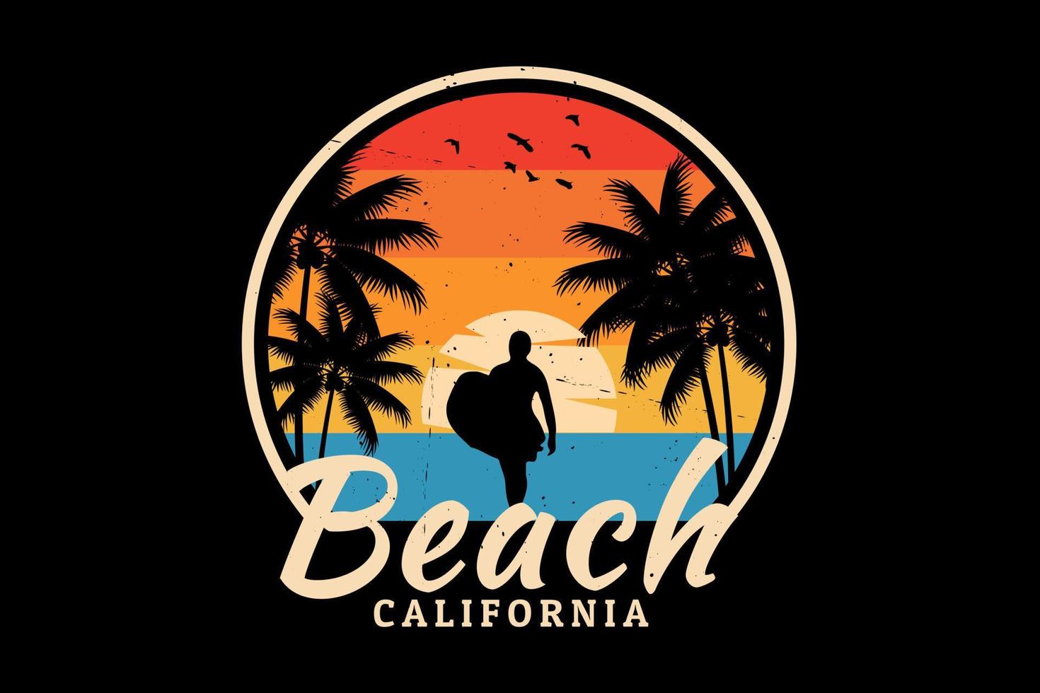 conception de silhouette de plage en californie vecteur