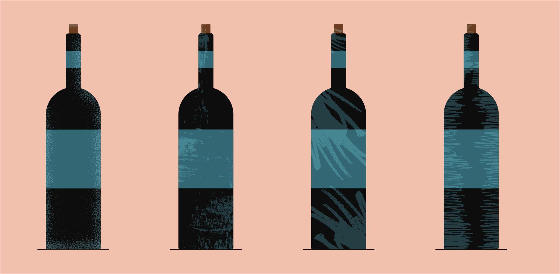 bouteilles de vin texturées vecteur