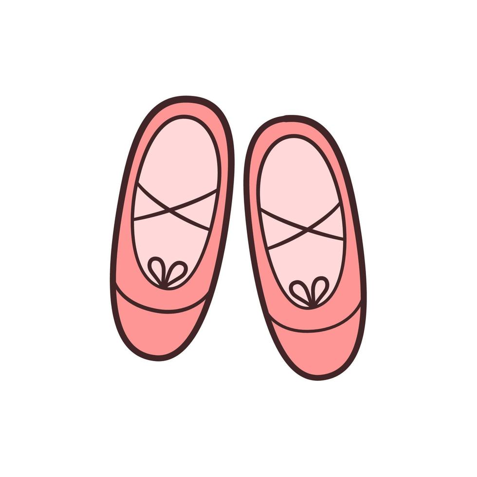 chaussons de ballet. accessoires pour cours de danse. illustration vectorielle isolée dans un style doodle vecteur