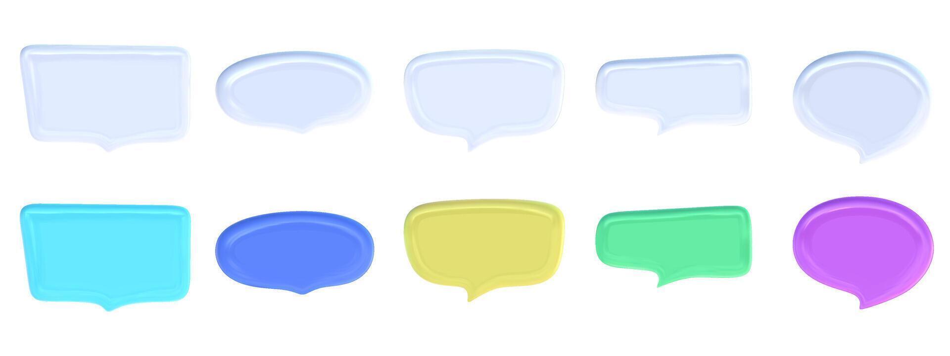 3d discours ballon ensemble pour texte. nuage pour message parler. parler dialogue boîte. 3d vecteur rendre.