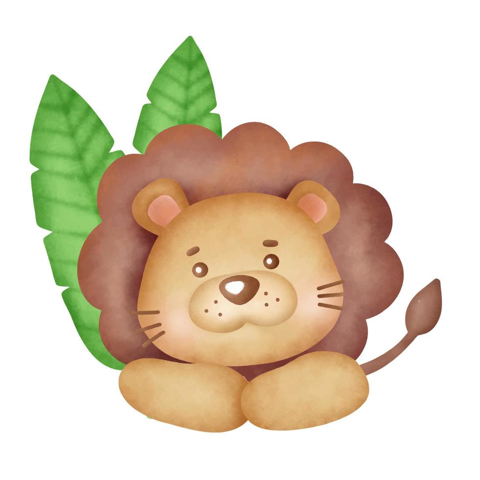 illustration de lion bébé mignon dessiné à la main. vecteur