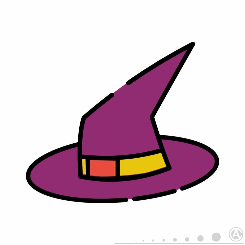 icône de chapeau de sorcière ligne plate.eps vecteur