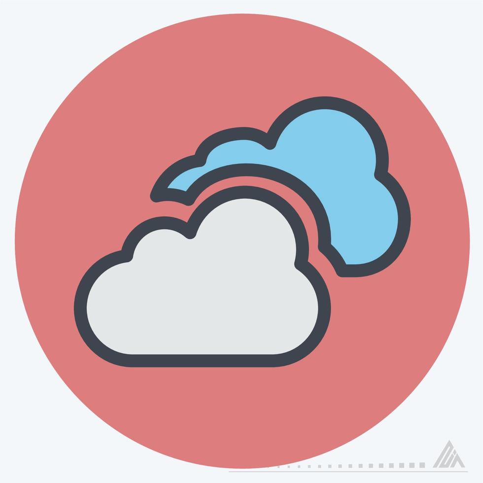 icône nuageux - style de compagnon de couleur vecteur