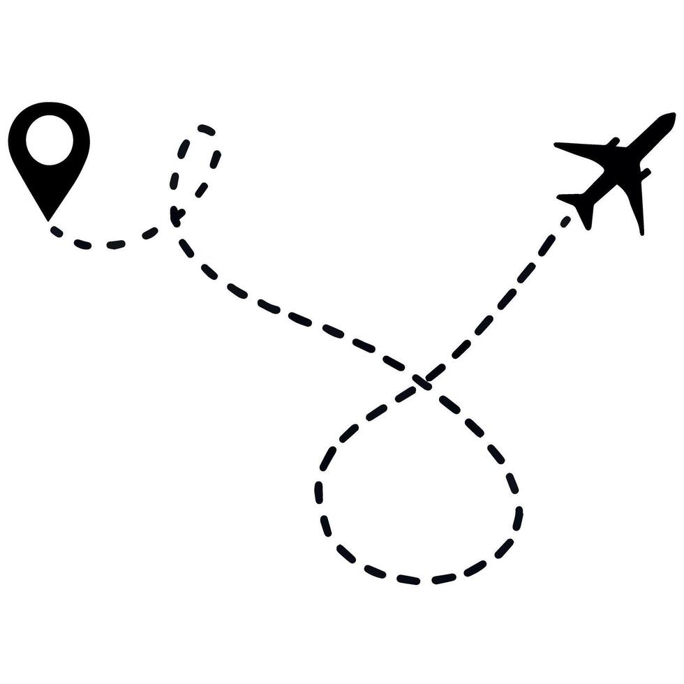 vecteur avion ligne chemin avec début point icône illustration