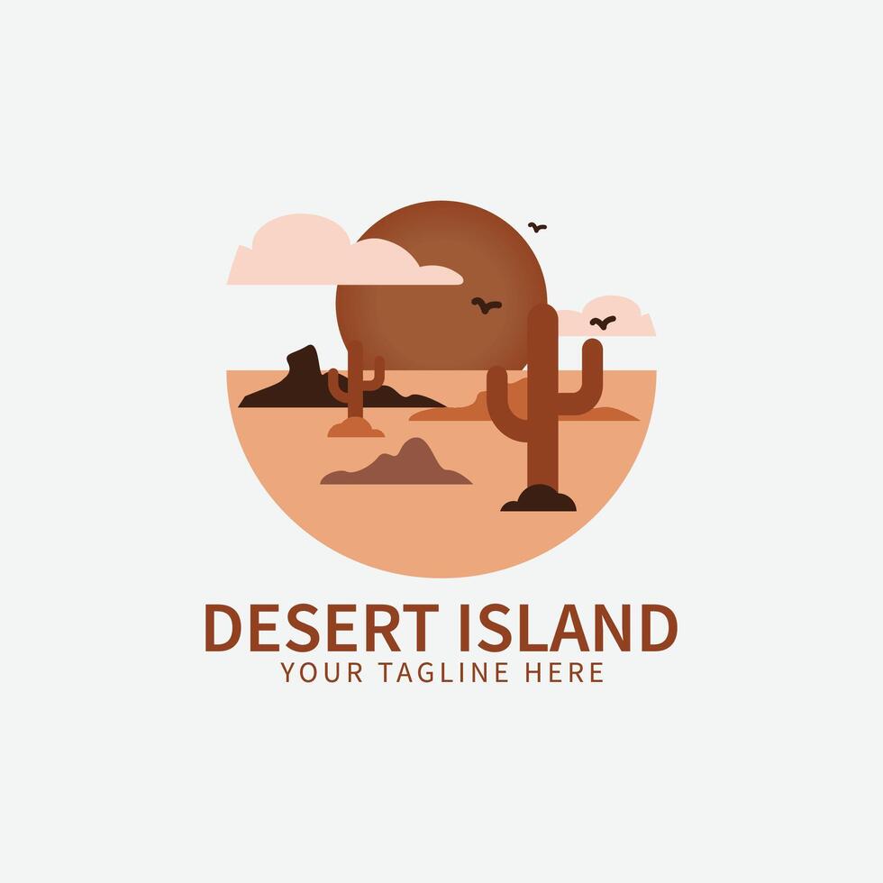 désert île logo icône minimaliste conception vecteur