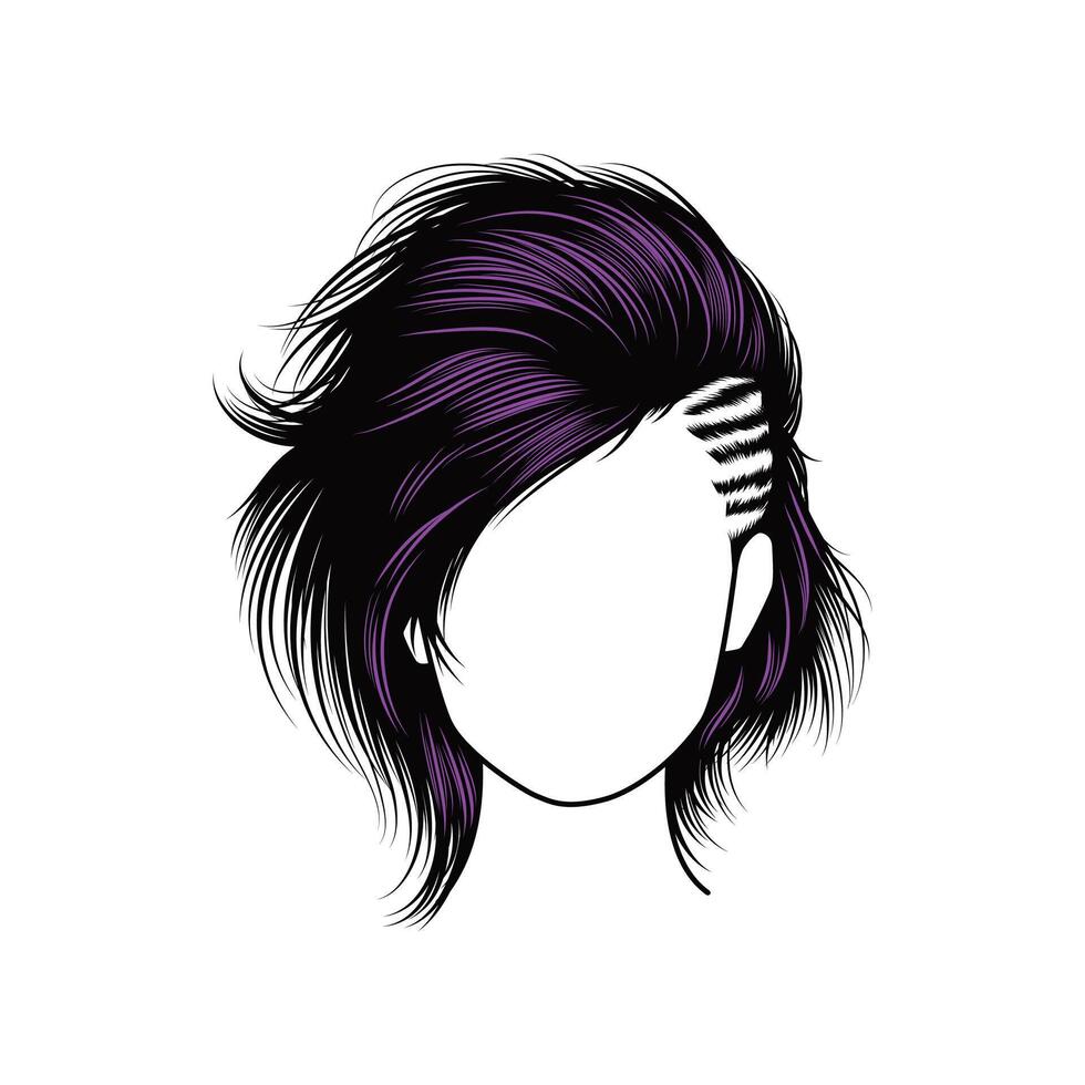 emo fille coiffure. eps10 vecteur